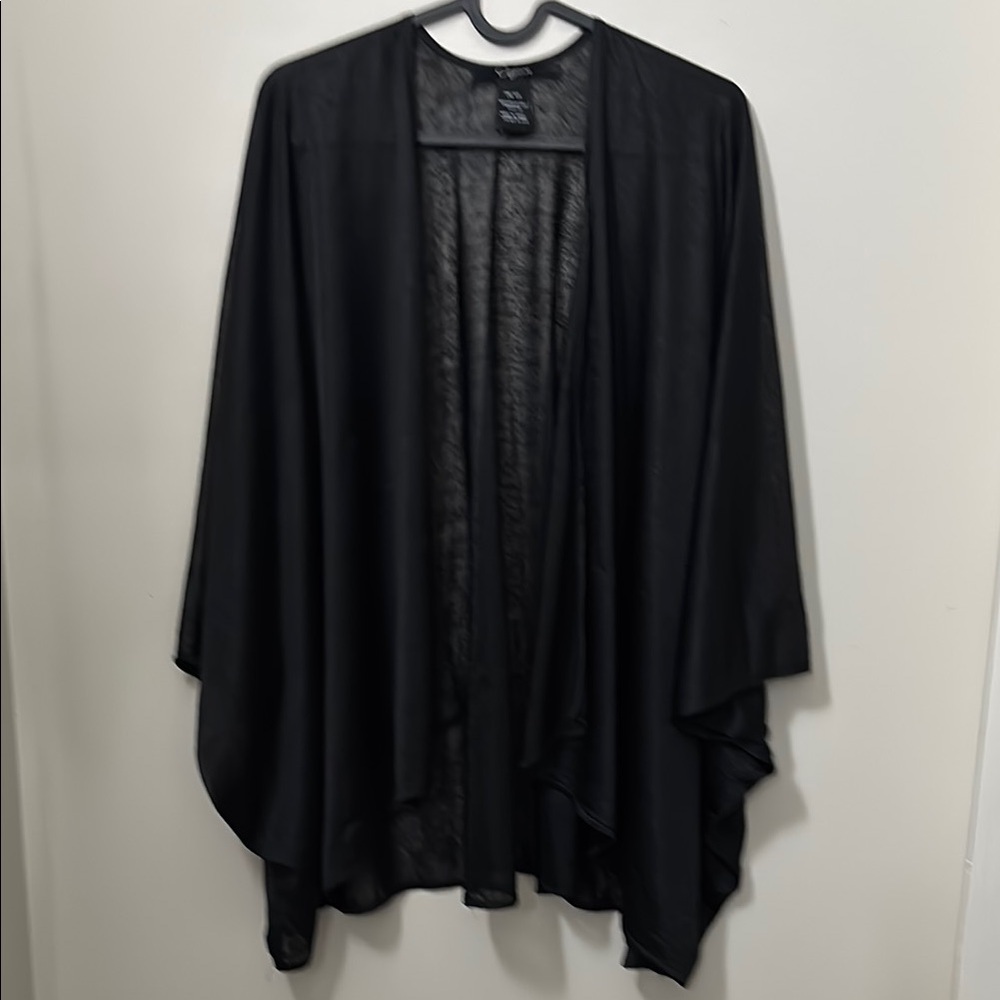 Cejon Kimono or beach Coverup Black Shrug with Flowing Batwing Sleeves